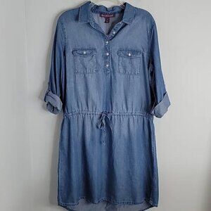New Gloria Vanderbilt Ashleigh Dress Chambray Blue Convertible Cinch  Waist M